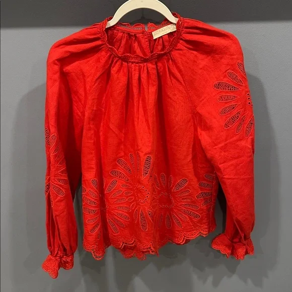 Ulla Johnson Louisa Blouse Size 6 in Poppy - Picture 4 of 9